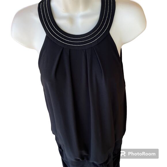 White House Black Market Datey MJ Mini Dress Silver Halter Button Open Back S - Picture 2 of 10